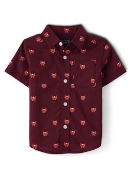 The Children's Place - Boys Maroon Fox Print T-Shirt