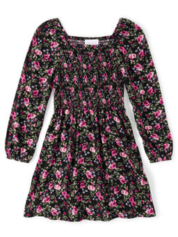The Children's Place - Girls Black Full Sleeve Floral Dress