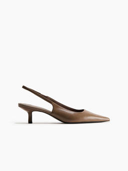 H&M - Women Beige Kitten-Heeled Slingbacks Sandals