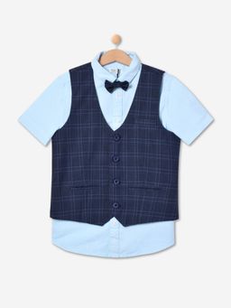 R&B - Solid Relaxed Boys Shirt and Waist Coat with Bow Tie
