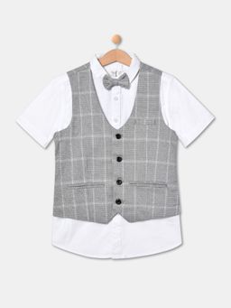 R&B - Solid Relaxed Boys Shirt with Waist Coat and Bow Tie