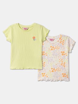 R&B - Floral Regular Girls Tops (Pack of 2)