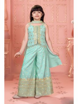Lagorii - Sea Green Zari Embroidered Palazzo Set