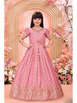 Lagorii - Rose Pink Embroidered Ethnic Gown