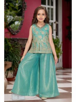 Lagorii - Sea Green Embroidered Top with Palazzo