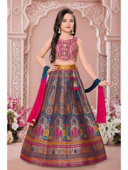 Lagorii - Designer Multicolor Embroidered Lehenga and Choli With Dupatta