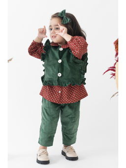 TIBER TABER - Girls Red & Green Elf Princess Jacket Co-Ord (Set of 3)