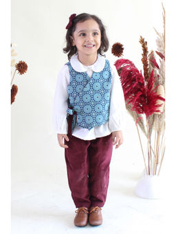 TIBER TABER - Girls White & Maroon Christmas Magic Jacket Co-Ord (Set of 3)