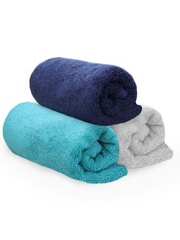 Heelium - Bamboo Hand Towel, Soft, Absorbent & Odour Free, 65x40cm, 3 Pcs, Light Grey, Blue, Teal