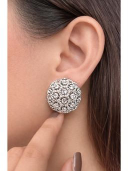 Prestones - Classic Round White Zircon Studs Earrings