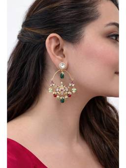 Prestones - Arohi Arch Drop Chandbaali Multicolor Earrings