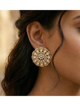 Prestones - Neera Pearl Bloom Studs White Earrings