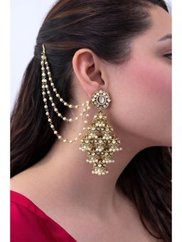 Prestones - Zoya Layered Jhumar Kaan Chain White Earrings