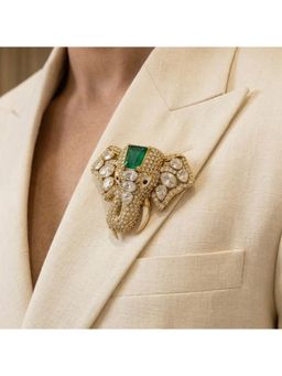 Prestones - Regal Elephant Emerald Green Brooch