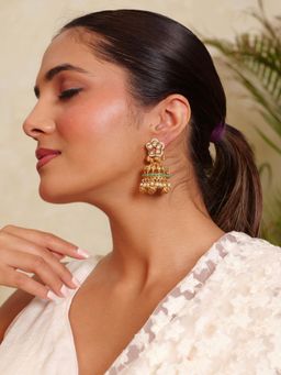 Prestones - Ahalya Emerald Dome Jhumkas Multicolor Earrings
