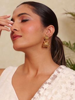 Prestones - Mayur Darbar Temple Jhumkas Gold Earrings