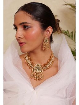 Prestones - Panna Ghungroo Temple Multicolor Necklace with Earrings