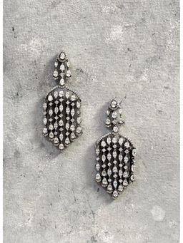 Prestones - Vintage Zircon Waterfall Drop White Earrings