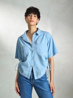Virgio - Chic Denim Shirt with Slit