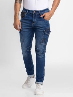 Spykar - Blue Cotton Comfort Fit Narrow Length Jeans for Men (trooper)