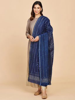 Fabindia - Indigo Cotton Silk Printed Dupatta