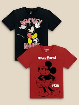 Kidsville - Kids Boys Mickey & Friends Printed Multi-color T-Shirt (Pack of 2)