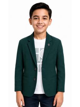 CAVIO - Boys Dark Green Regular Fit Plain Party wear Blazer and T-Shirt (Set of 2)