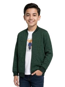 CAVIO - Boys Full Sleeves Textured Bomber Jacket with T-Shirt