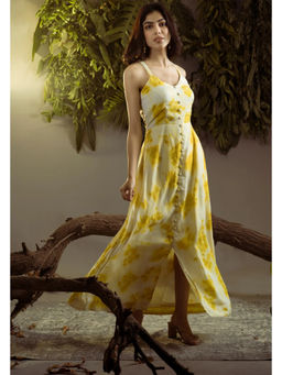 Ruhm - Marigold Natural: Pure Cotton Mul Sleeveless Dress