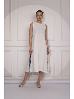 Ruhm - Timeless Ivory Khadi Midi Dress with Straps