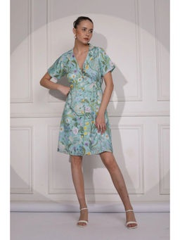 Ruhm - Deep Violet Midi Dress with Handwork Details