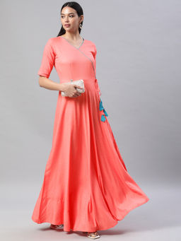 Vinya - Peach Pink Fit & Flare Dress