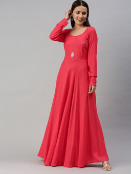 Vinya - Pink Fit & Flare Full Dress