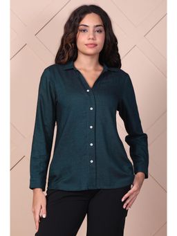 Aurelia - Green Women's Regular Solid Straight Shirt