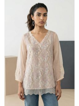 Folksong - Cream Women's Regular Floral Top