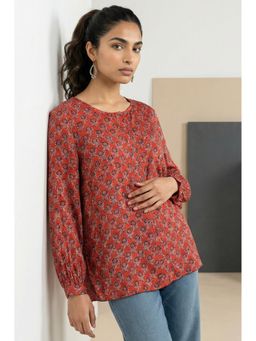 Folksong - Red Women's Relaxed Floral Top