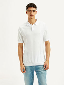 Levi's - Mens White Textured Slim Fit Polo T-Shirt