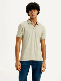 Levi's - Mens Beige Solid Slim Fit Polo T-Shirt