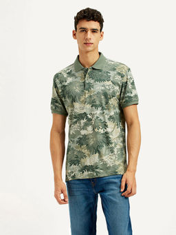 Levi's - Mens Green Printed Slim Fit Polo T-Shirt