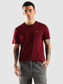 Calvin Klein - Men Red Solid Regular Fit Cotton T-Shirt