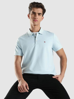 Calvin Klein - Men Blue Solid Regular Fit Cotton Polo T-Shirt