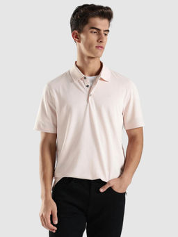 Calvin Klein - Men Peach Regular Fit Polyester Polo T-Shirt