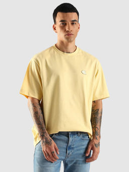 Calvin Klein - Men Yellow Solid Relaxed Fit Cotton T-Shirt