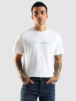 Calvin Klein - Men White Printed Relaxed Fit Cotton T-Shirt