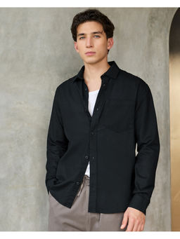 Bewakoof - Men's Jet Black Cotton Linen Shirt