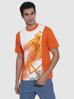 Being Human - Men Orange The Human Torch Printed T-Shirt