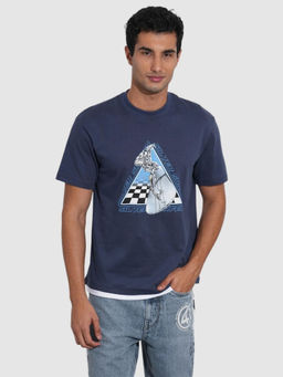 Being Human - Men Navy Blue Graphic Print T-Shirt