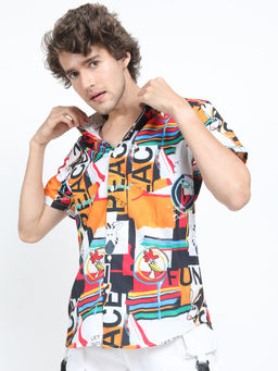 LOCOMOTIVE - Mens Multi-Color Printed Casual Slim Fit Shirt