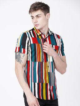LOCOMOTIVE - Mens Stripes Casual Slim Fit Shirt