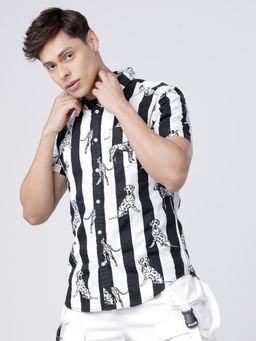 LOCOMOTIVE - Mens White Graphic Slim Fit Shirt